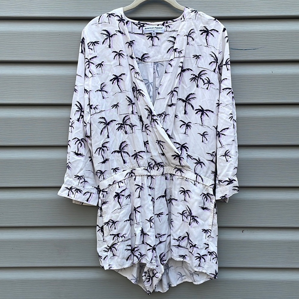 American Apparel Palm Tree Shadow Surplice Romper